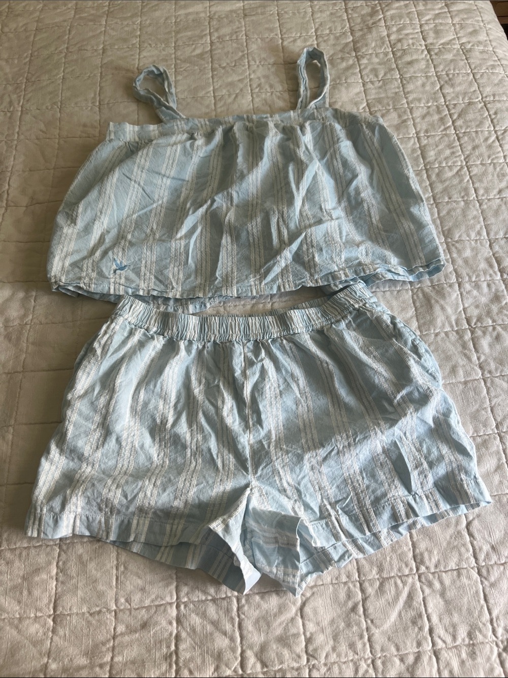 Calypso St. Barth Light Blue Striped Women's Sleep Set
